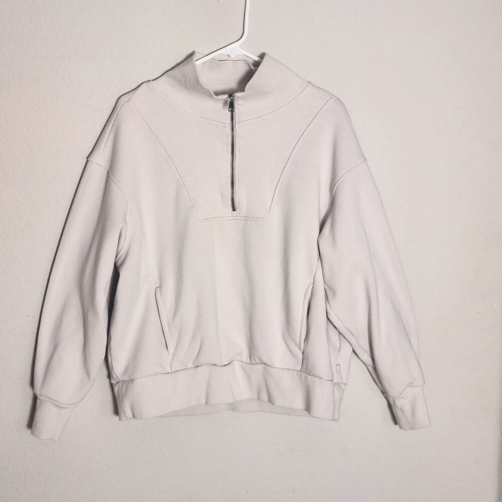 Avia Quarter Zip Pullover Womens XL 16-18 Beige Mock Neck Sweatshirt Soft